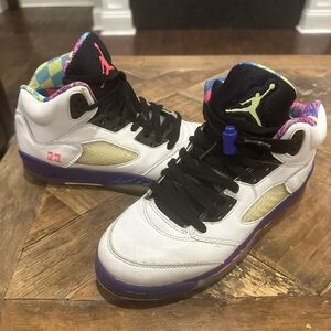 Nike Kids Shoes - White with Black and Purple Accents